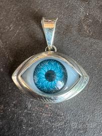Ciondolo occhio azzurro argento 925 Messico