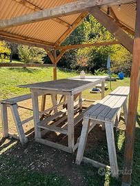 Tavolo e panche esterno, legno abete