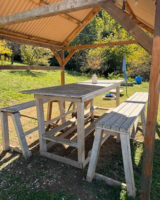Tavolo e panche esterno, legno abete
