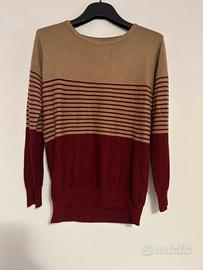 Maglione beige e bordeaux a righe