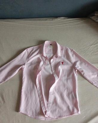 Camicia AMI Paris righe bianche e rosa