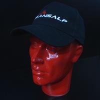 Cappellino ricamato TRANSALP in cotone nero .