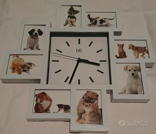 Orologio a muro con portafoto (cani, gatti, ecc.)