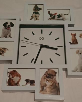 Orologio a muro con portafoto (cani, gatti, ecc.)