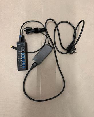 hub usb amazonbasics 10 porte con alimentatore 65w