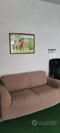 Divano 2 posti+copridivano+quadro puzzle cavalli