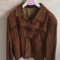 giacca in pelle frange donna taglia L