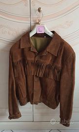 giacca in pelle frange donna taglia L