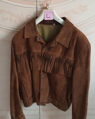 giacca in pelle frange donna taglia L