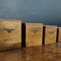 set scatole legno con decoro aquila