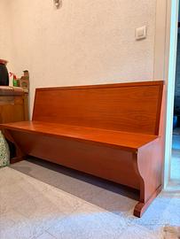 Panca in legno con schienale e contenitore 160cm