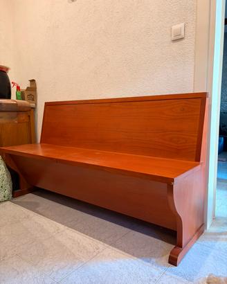 Panca in legno con schienale e contenitore 160cm