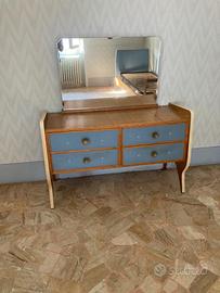 Camera da letto vintage anni 50/60 legno azzurro
