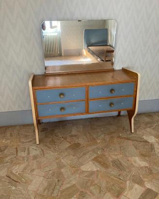 Camera da letto vintage anni 50/60 legno azzurro