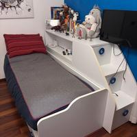 Letto singolo in legno con 2° letto estraibile