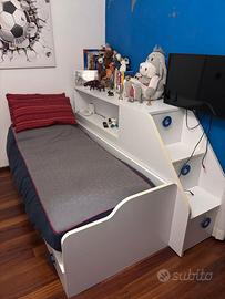 Letto singolo in legno con 2° letto estraibile