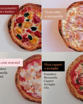 Calamite con miniature di cibo finto in fimo 