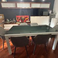 Tavolo bianco allungabile con piano in vetro163x87