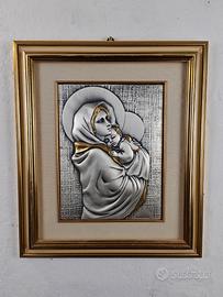 Quadro Sacro Madonna con Bambino in Argento 925
