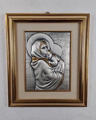 Quadro Sacro Madonna con Bambino in Argento 925