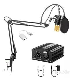 Kit microfono condensatore accessori phantom power