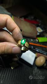 anello oro 18k, 7.5 Gr con Smeraldo Brasiliano Cer