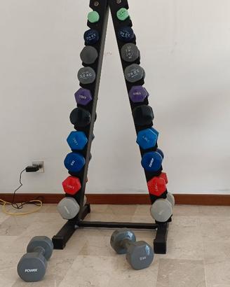 Rastrelliera con manubri 
