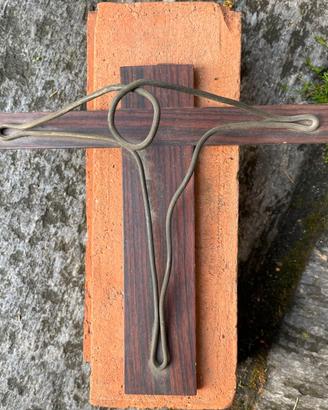 Crocifisso legno e metallo anni '70