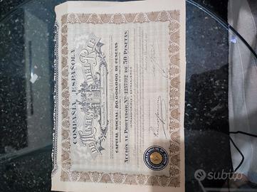Lotto 4 Azioni Storiche Spagnole 1935-1955 con Cou