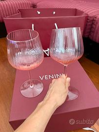 VENINI - Set 2 calici da vino in vetro Murano rosa