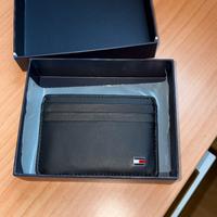 Porta Carte Tommy Hilfiger in Vera Pelle Nera