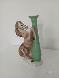 Bottiglia Figurativa Liquore Ceramica Cavallo Vint