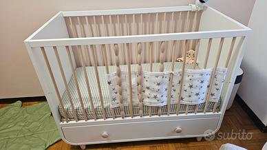 Lettino con cassetto, bianco, 60x120 cm