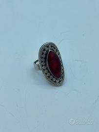 Anello argento tribale corniola rossa tribale