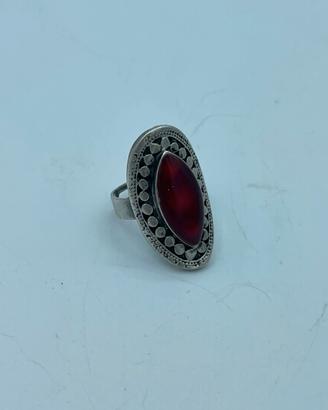 Anello argento tribale corniola rossa tribale