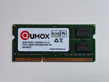 8GB RAM DDR3 PC3-12800 SODIMM QUMOX