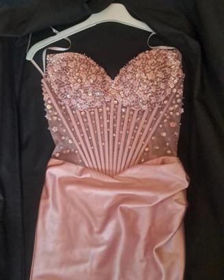 abito cerimonia a sirena dusty rose