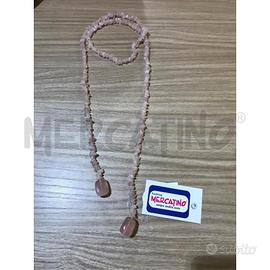 COLLANA QUARZO ROSA CHIPS NODELLO SCIARPA