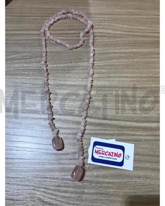 COLLANA QUARZO ROSA CHIPS NODELLO SCIARPA