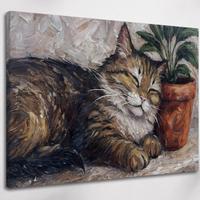 Stampa su tela 90x60 - Quadro "Riposo felino"