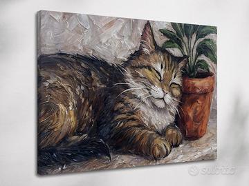 Stampa su tela 90x60 - Quadro "Riposo felino"