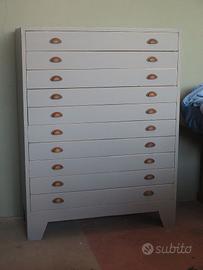 Cassettiera industriale vintage