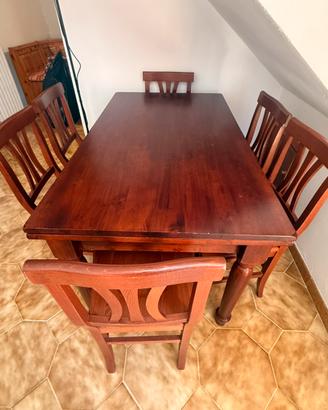 Tavolo in legno massiccio + 6 sedie - perfetto
