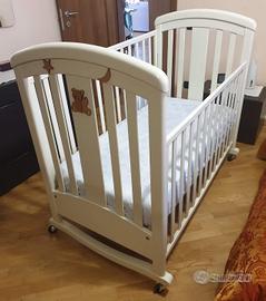 CULLA bambino FERITRE AVORIO con dondolo cassetto