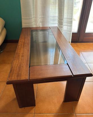 Tavolino salotto in legno e vetro