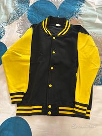 Giacca stile college nera e gialla 11-12 anni