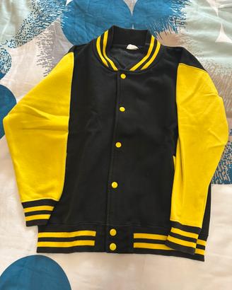 Giacca stile college nera e gialla 11-12 anni