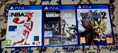 3 giochi PS4 NBA 2k21 Rainbow Six  Dragonball 