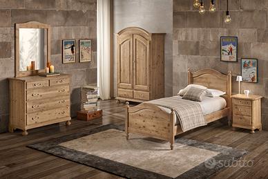 CAMERA DA LETTO CON ARMADIO RUSTICA,LEGNO DI ABETE