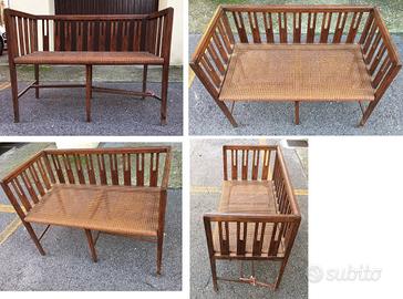 Divanetto e poltrone in paglia di vienna
